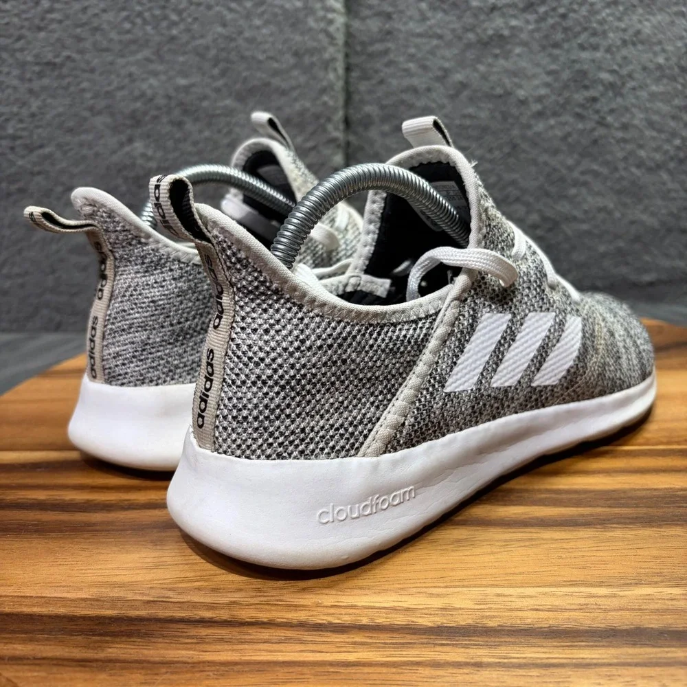 Adidas Cloudfoam Pure Womens Grey White Knit Running Shoes DB0695 Size 8 - Picture 2 of 12
